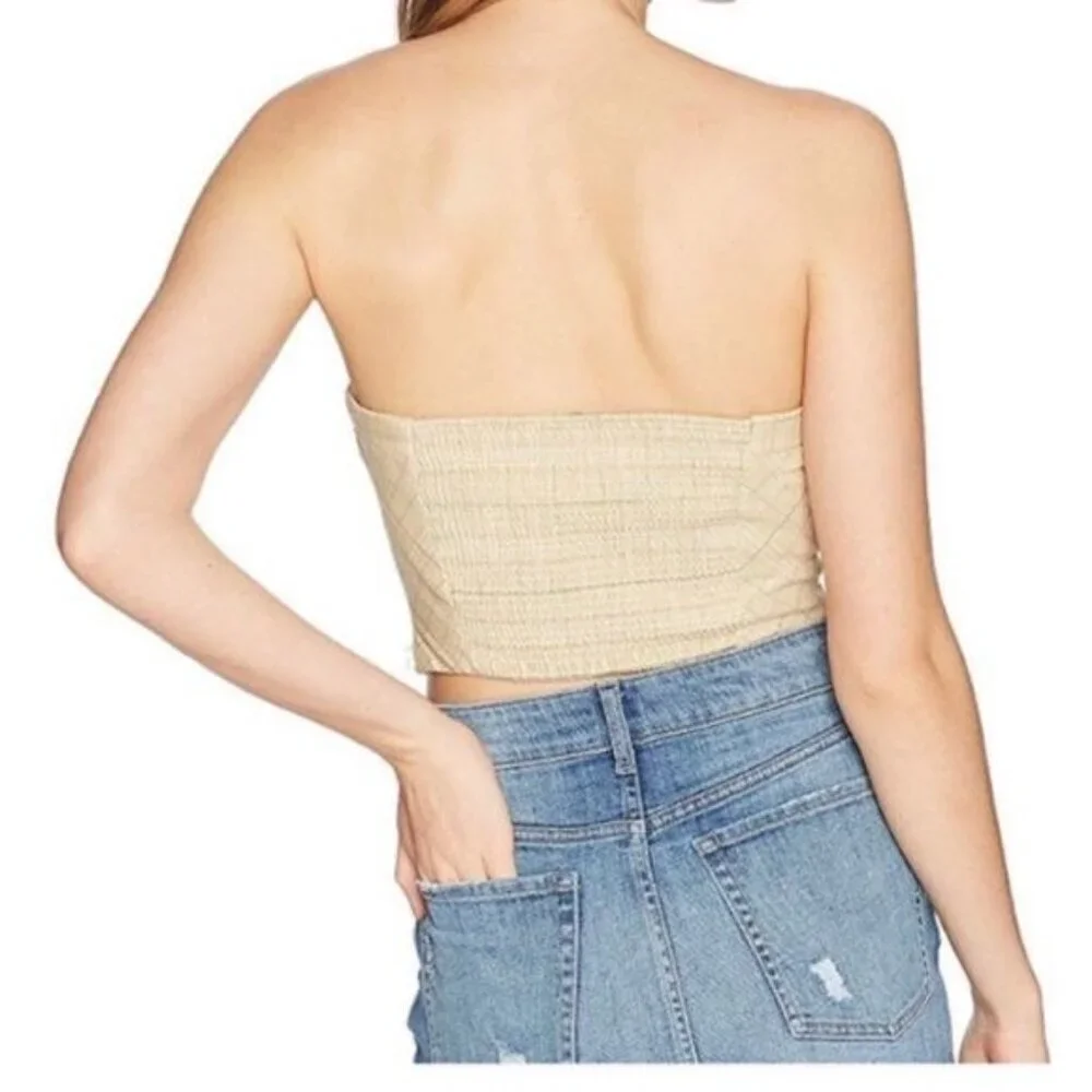 Free People Out West Plaid Strapless Corset Top